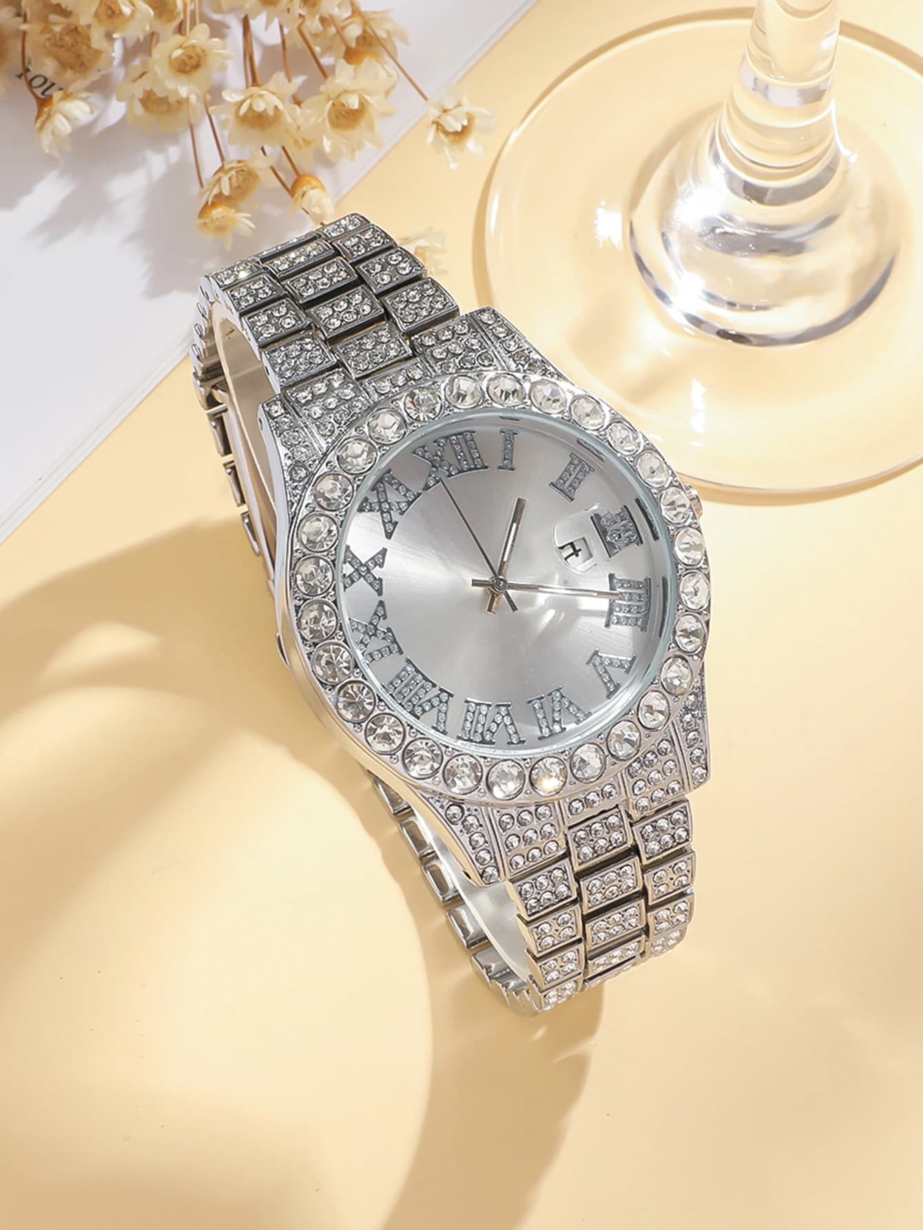 Set di Orologi di Lusso per Donna con Cinturino Tempestato di Diamanti, Set di Gioielli 4 Pezzi con Collane e Bracciali - Regalo Perfetto per Lei