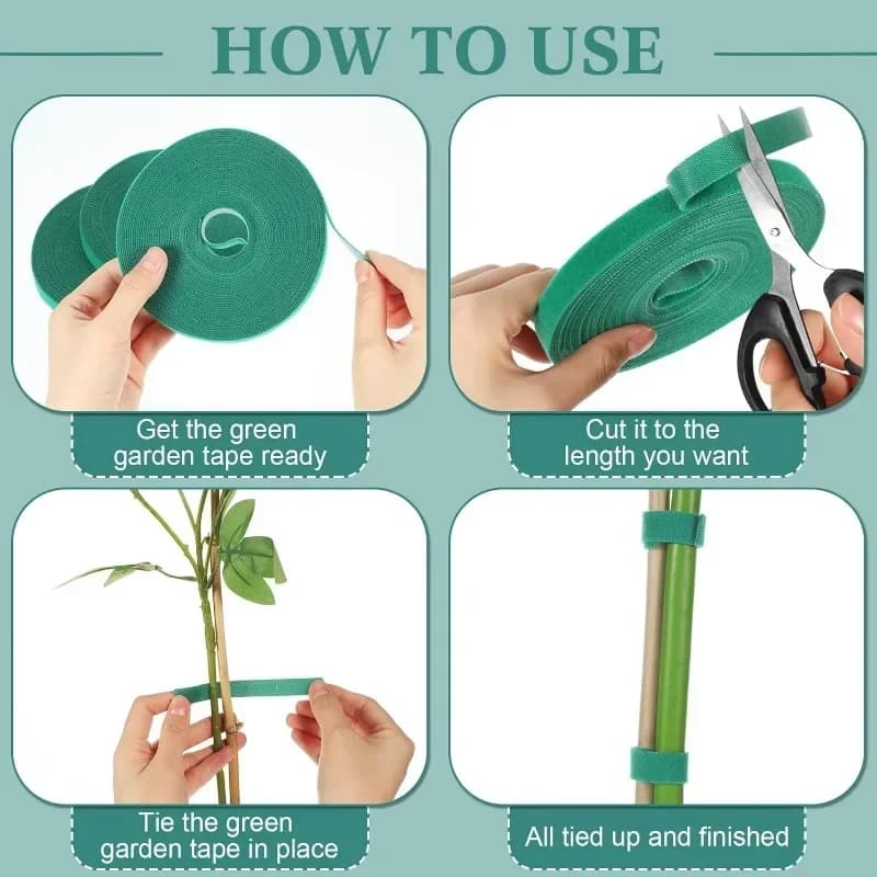 Fascette in Nylon 20/2M per Piante, Nastro Adesivo Regolabile con Gancio e Anello, Supporto Riutilizzabile per Piante, Accessori per Giardino e Casa