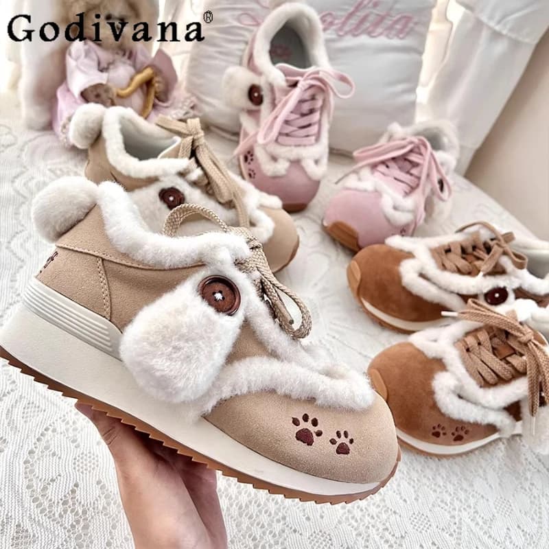 Scarpe casual calde e morbide originali per ragazze Kawaii per le donne Autunno Inverno Studente Lolita Kawaii Sneakers Scarpe da ragazza Lo Y2K