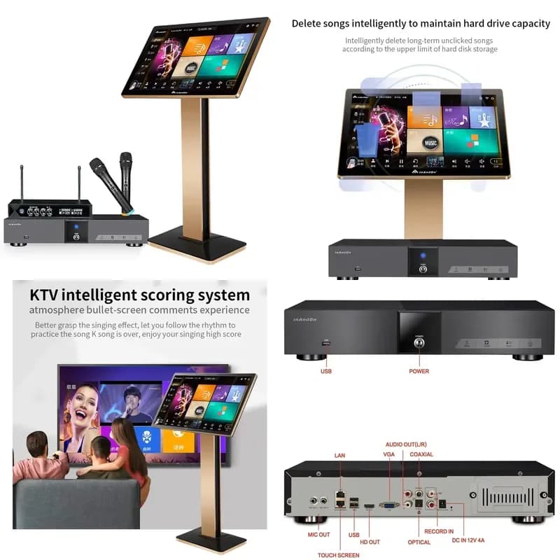 KV-V5 MAX 21.5" Touch Screen Karaoke System Machine 4TB Online Movie Smart Song-Selection KTV Player With Wireless Microphone