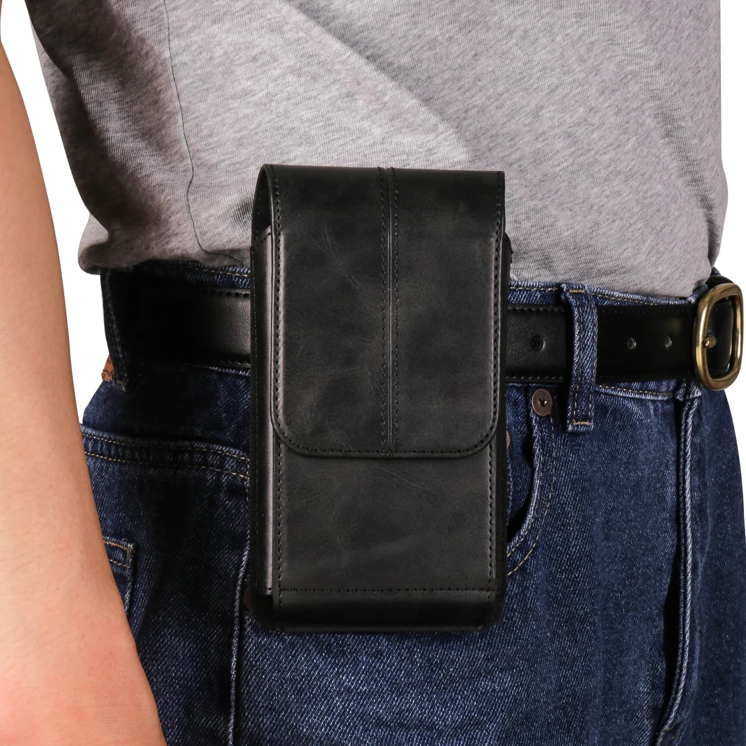 Custodia per telefono con clip da cintura in pelle di mucca Borsa da uomo per Samsung Galaxy S25 S24 Ultra S23 Plus S22 S21 FE A16 A56 A55 5G Custodia per fondina