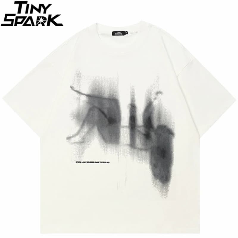 T-shirt da uomo Streetwear Lost Shadow Graphic Casual Beige Bianco Tshirt Top Tee T-shirt in cotone Abbigliamento moda unisex HipHop
