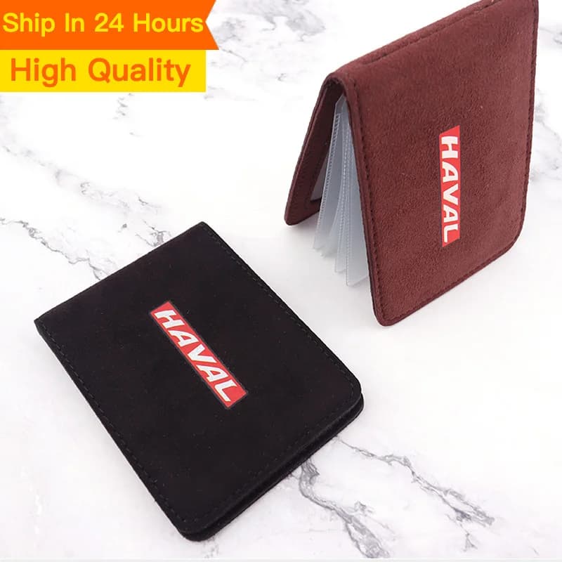 New For Haval F7 II 2024 Car Styling Suede Driver License Holder Driving Documents Business ID Passport Card Bag Auto Accessorie