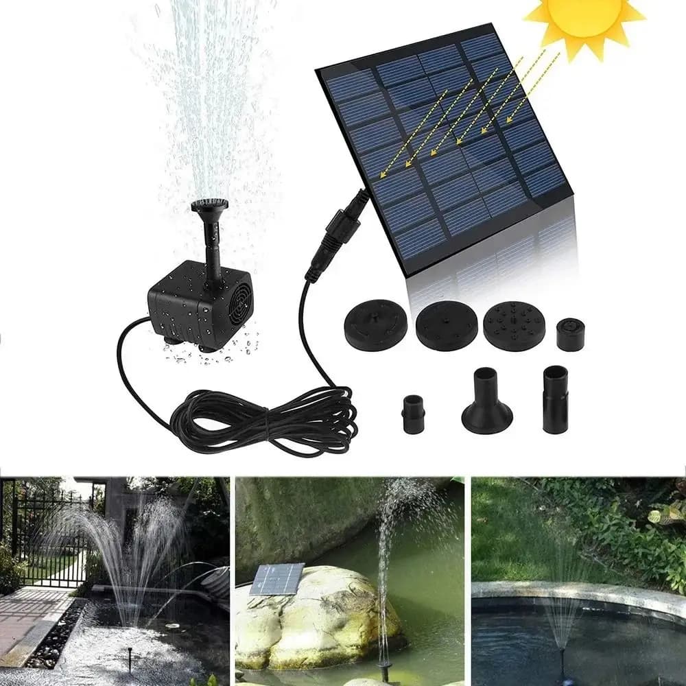 Mini Pompa Solare per Acqua DC Brushless Fai-da-te, Pompa per Fontana Solare con 4 Ugelli 200L/H, Fontana Solare da Interno
