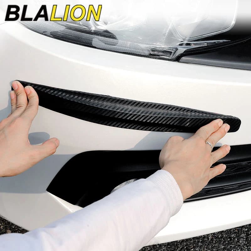 SEAMETAL 2Pcs Car Bumper Protector Strip Anti Scratch Car Edge Stick PVC Protective Strip Carbon Fiber Waterproof Trim Moulding