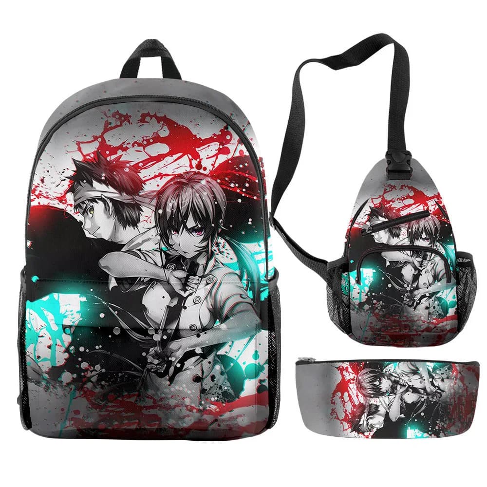 Hip Hop Popolare Food Wars Shokugeki No Soma Stampa 3D 3 pz/set borse da scuola per alunni zaino per laptop da viaggio borsa per il petto astuccio