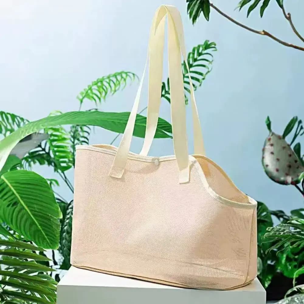 Breathable Cat Handbag Foldable Design Large Capacity Mesh Pet Carrier Lightweight Resistant To Scratches Dog Shoulder Bag