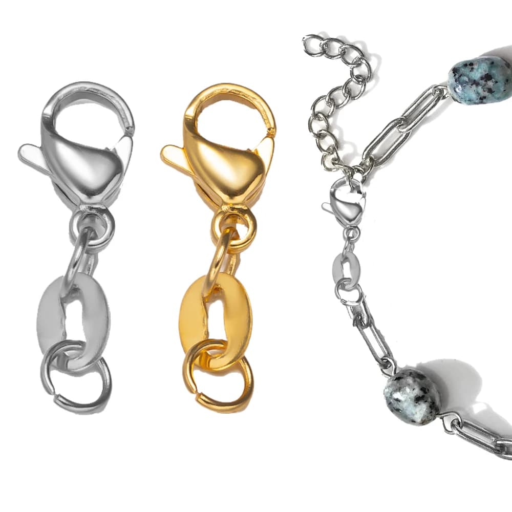 10pcs Stainless Steel Lobster Claw Clasps Extender Necklace Clasp Connector Bracelet Extension Closures for DIY Jewelry Making