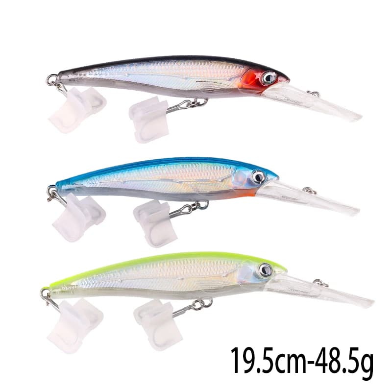 2 pz. 19,5 cm 48,5 g Esche Artificiali Minnow da Pesca Subacquea Profonda, Wobblers, Attrezzatura da Pesca per Carpe, Lucci, Lucioperca, Esche per la Pesca in Mare
