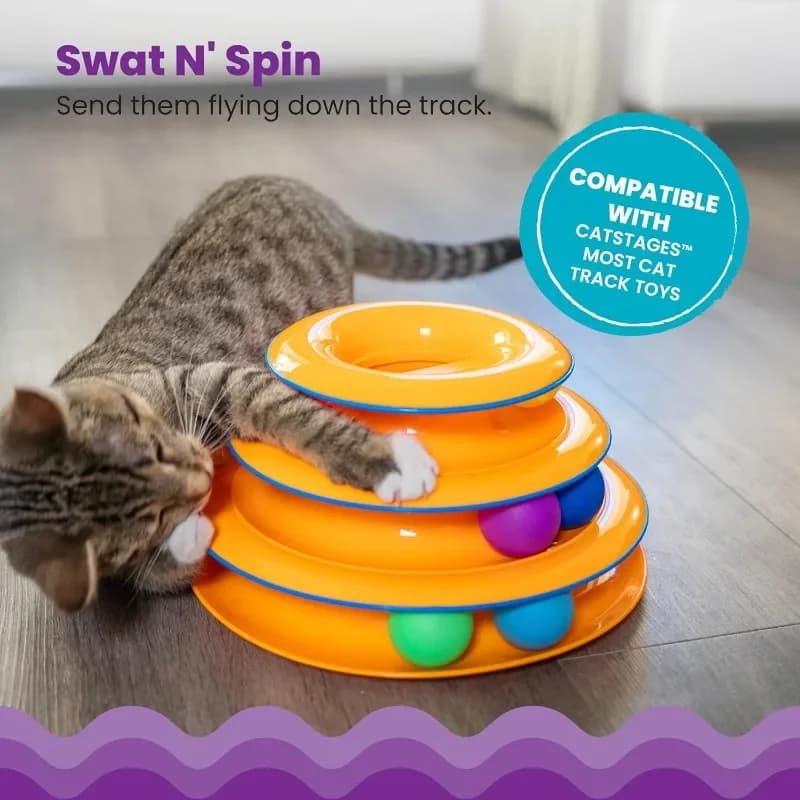 Giocattolo per animali domestici giradischi a quattro strati Pet Intelligence Training Track Tower disco giocattolo per gatti divertente con disco rotante per Tunnel a sfera
