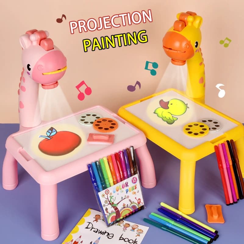 Tavolo da disegno per proiezione per bambini Tavolo da disegno multifunzionale Proiettore Puzzle Graffiti Giocattolo