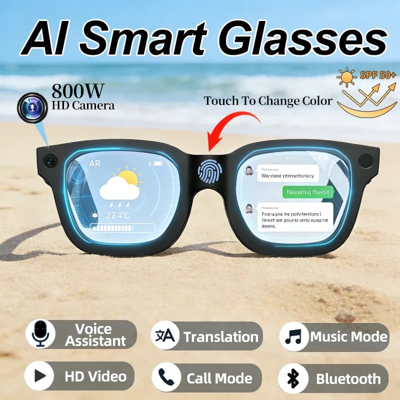 2026 New Smart Camera Glasses 800W Camera 1080P AI Language Assistant WIFI Transmission Bluetooth Wireless Calling Smart Glasses