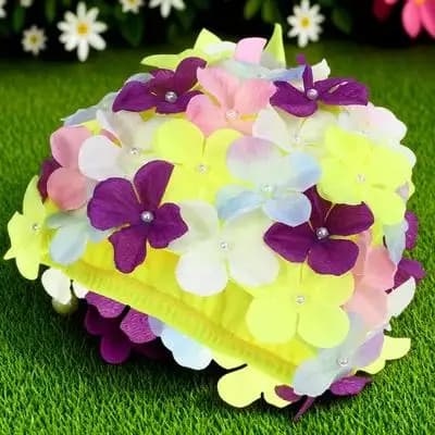 Cuffia da Nuoto Grande con Petali Floreali, Cappello da Bagno Colorato 22x15x0.5cm, Riutilizzabile Antiscivolo per Donne