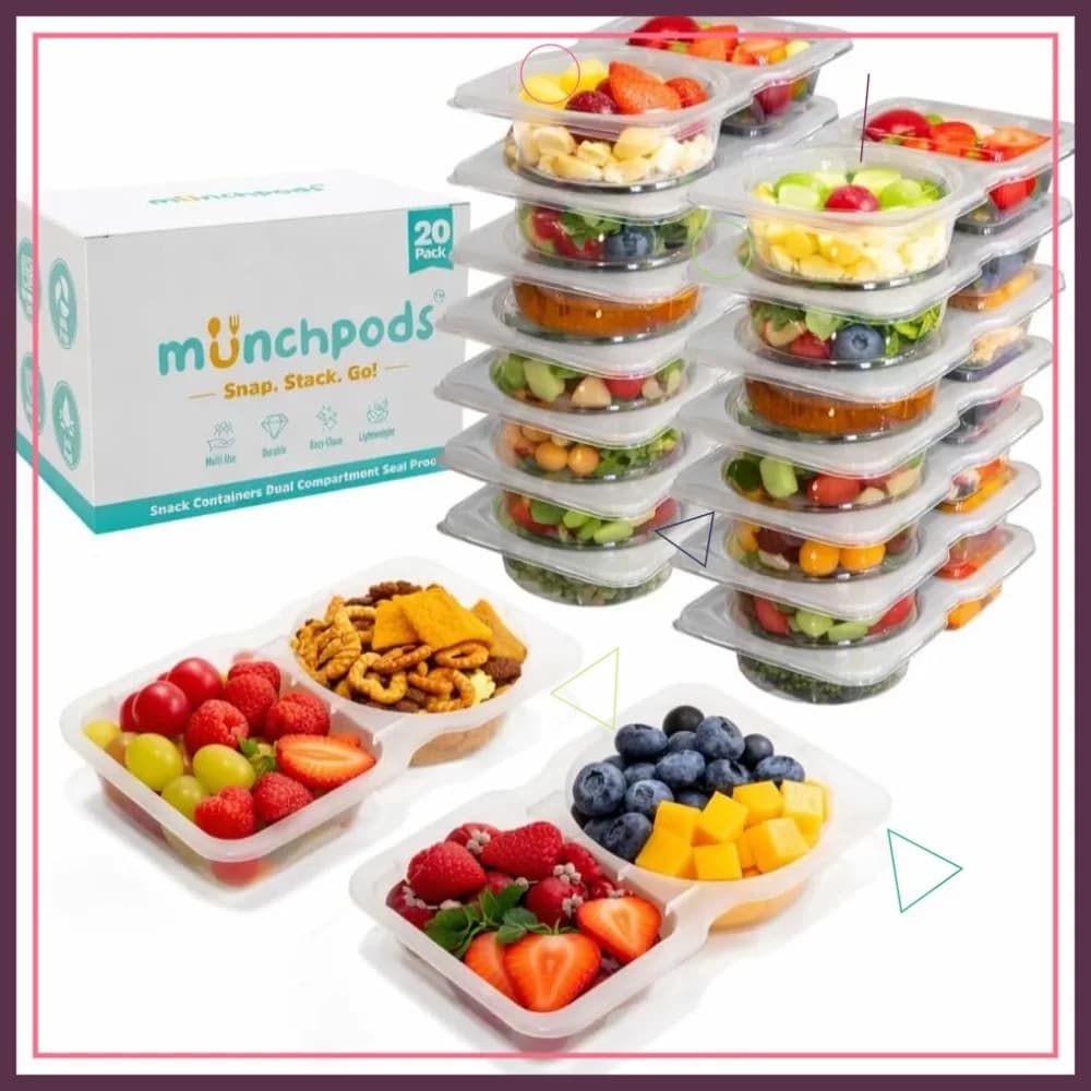 Set di 20 Contenitori Riutilizzabili per Snack con Coperchi, Scatole Bento a 2 Scomparti per Bambini e Adulti, Preparazione Pasti con Controllo Porzioni