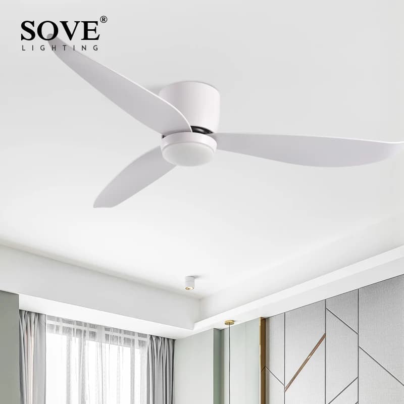 Ventilatore da soffitto moderno SOVE bianco BLDC con luce LED, lampada ventilatore da soffitto con telecomando