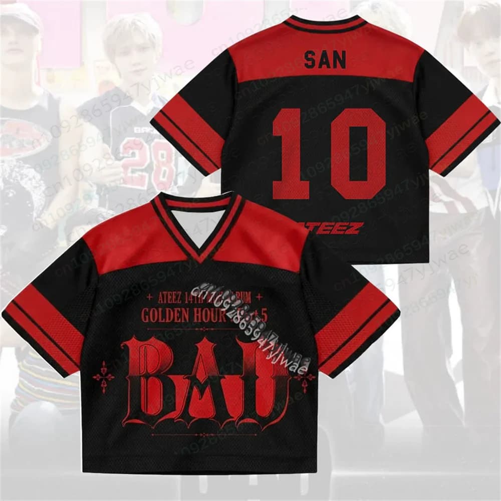 2026 Bad ATEEZ Golden Hour Part 5 Mesh Jersey Fan Edition Sportswear Fashion Street Wear Y2K Top Unisex Tee Men's T-shirt