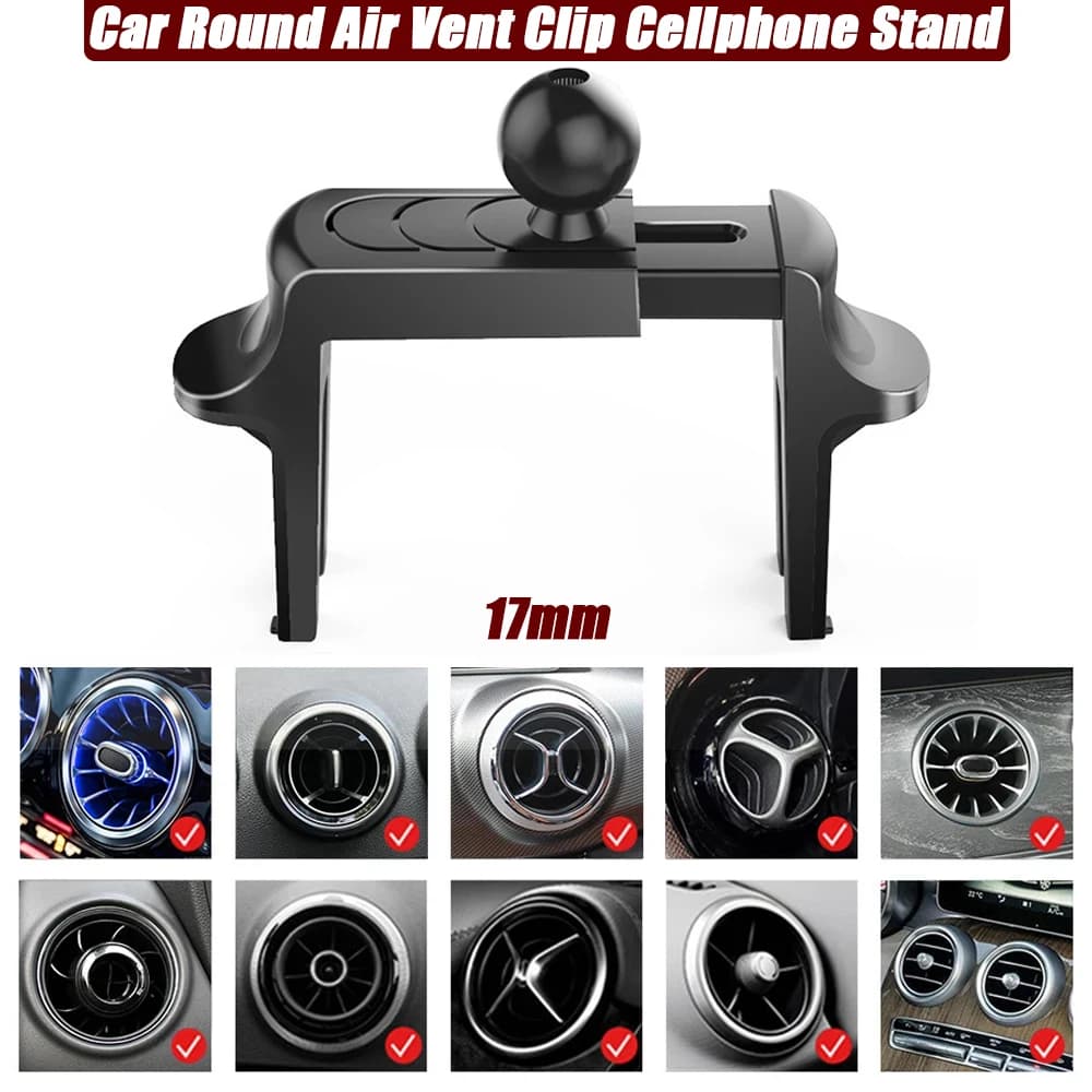Per Mercedes Benz presa d'aria rotonda supporto per telefono per auto universale clip per presa d'aria rotonda per auto supporto per cellulare base con testa a sfera da 17 mm