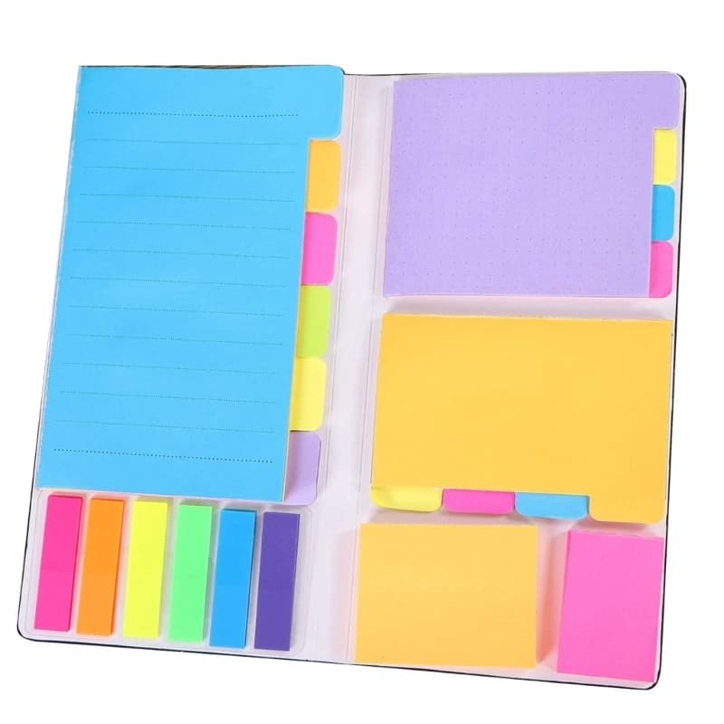 Leather Planner Adhesive Note Set PU Notebook with Color Coded Adhesive Label for Home Office & School Organization K92C