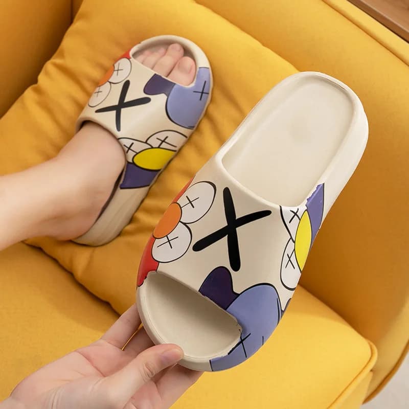 Slippers summer wear non-slip men's and women's home indoor graffiti coconut cool slippers