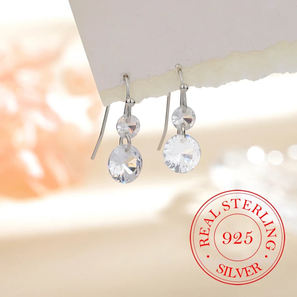 Orecchini pendenti in cristallo di zircone di lusso in argento sterling 925 per le donne Gioielli per feste di nozze per ragazze Regalo di amiche