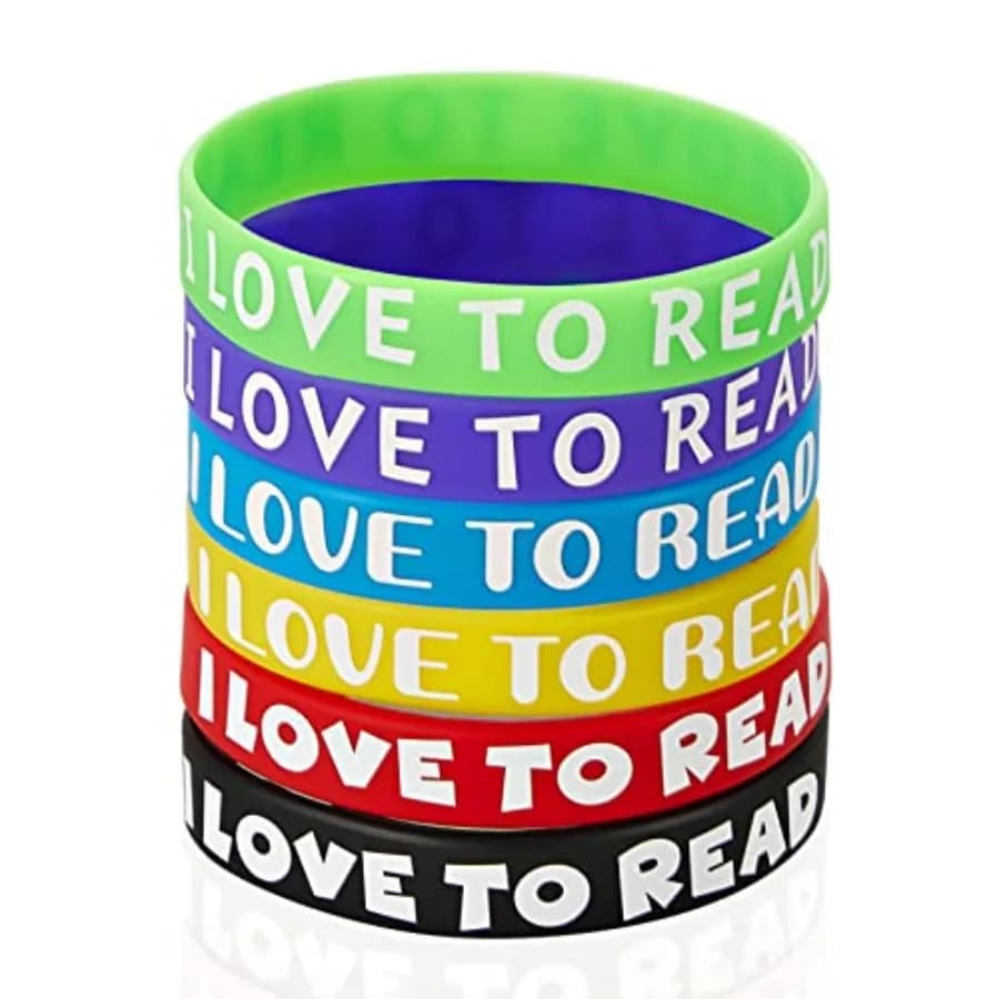 Braccialetti in Gomma 'I Love to Read', Braccialetti Motivazionali in Silicone Colorato per Premi in Classe