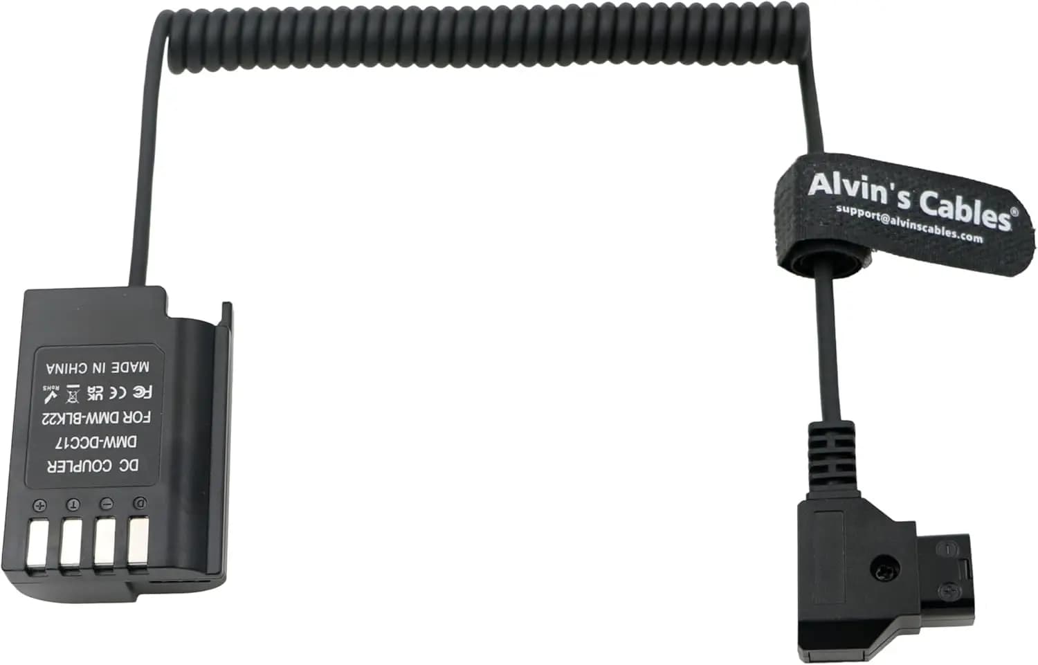 Alvin’s Cables DMW-DCC17 DMW-BLK22 Dummy Battery to D-tap Power Adapter Coiled Cable for Panasonic Lumix S5 S5II S5K S5C GH6 GH5