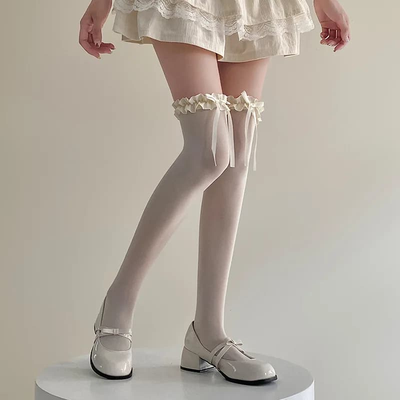 1/3 Pairs Women Ballet Style Long Socks Lolita Jk Lace Bow Summer Thin Breathable Soft Comfortable Knee Socks 2026 New