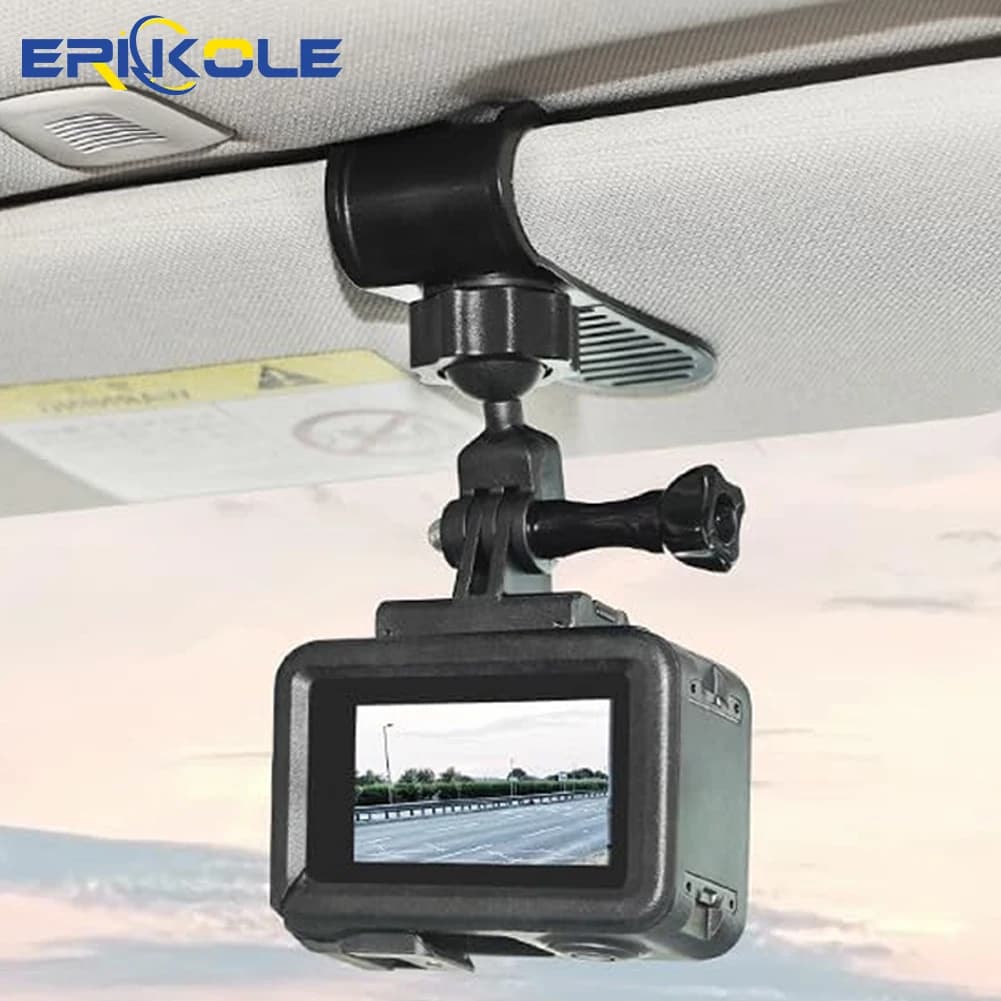 ERIKOLE Universal clip for mounting on camera for car visor - 360 ° Adjustable support for GoPro Hero/DJI OSMO Action/Insta360/Smartphones