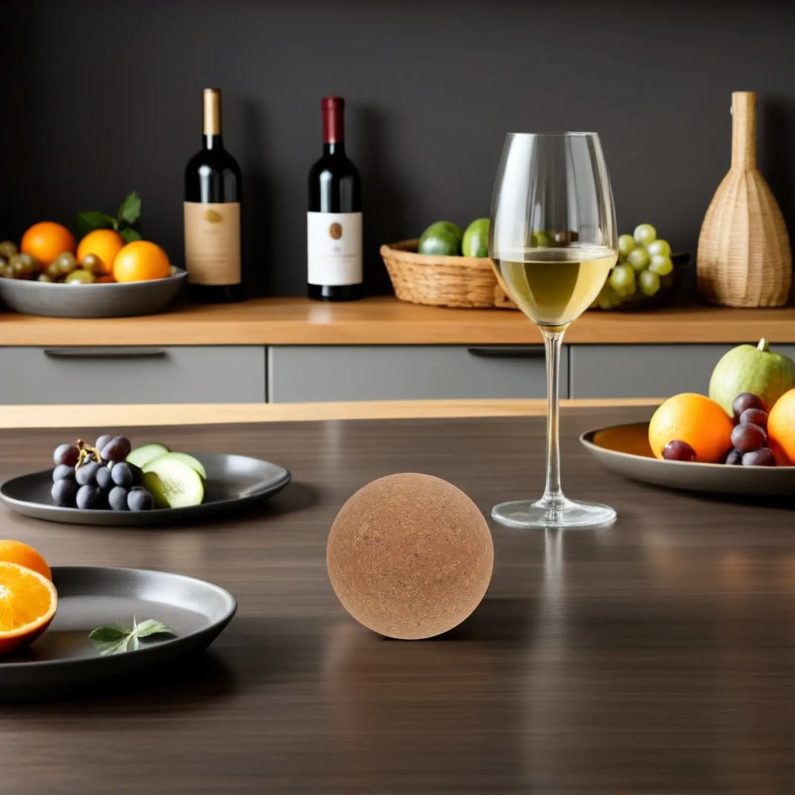 2 Pezzi Tappi Sferici in Sughero per Caraffa, Tappi di Ricambio in Legno per Bottiglie, Tappi per Decanter di Vino