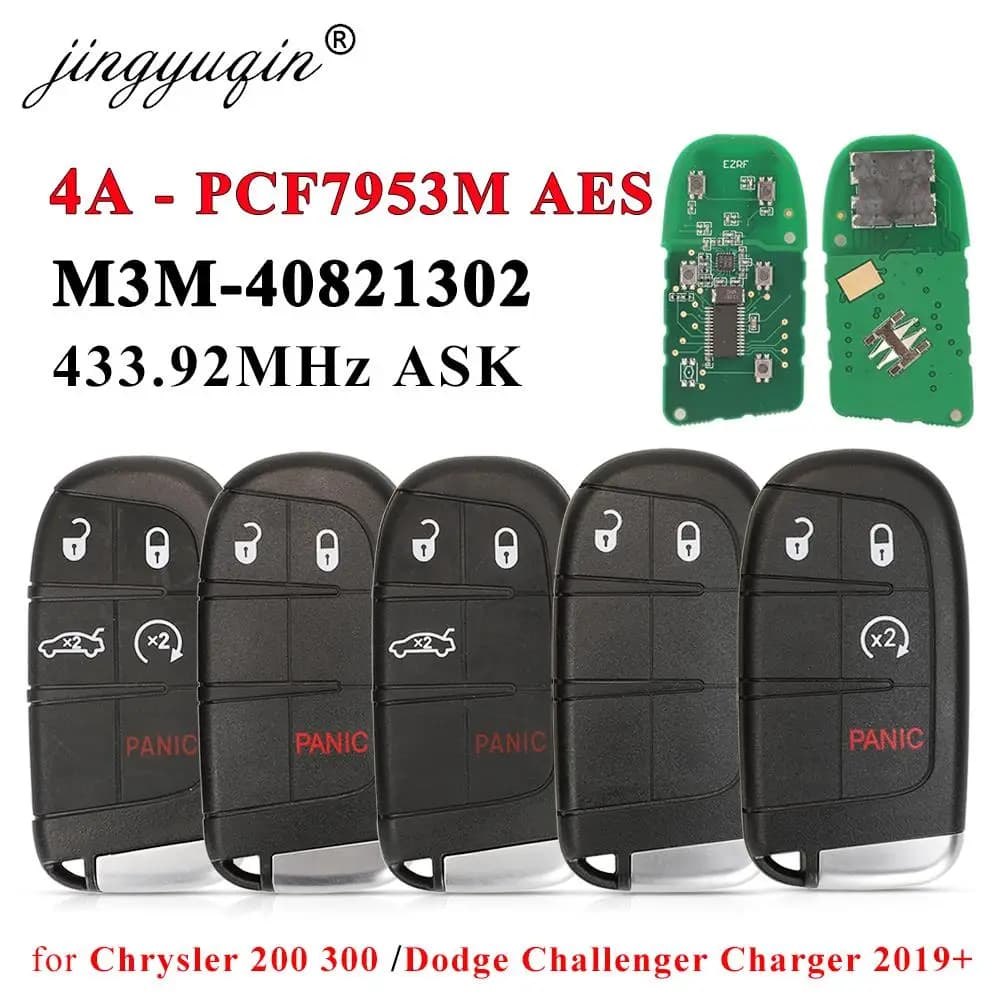 Jingyuqin Chiave A Distanza Intelligente Per Auto 433 MHz 4A PCF7953M AES Chip per Chrysler 200 300 Dodge Charger Challenger 2019+ Fob M3M- 40821302