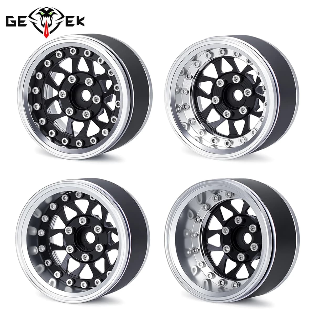 4 pezzi 1.9 cerchi in alluminio Beadlock offset regolabile 12mm esagonale per 1/10 RC Crawler Car TRX4 TRX6 SCX10 90046 GEN7 8 D90 parti
