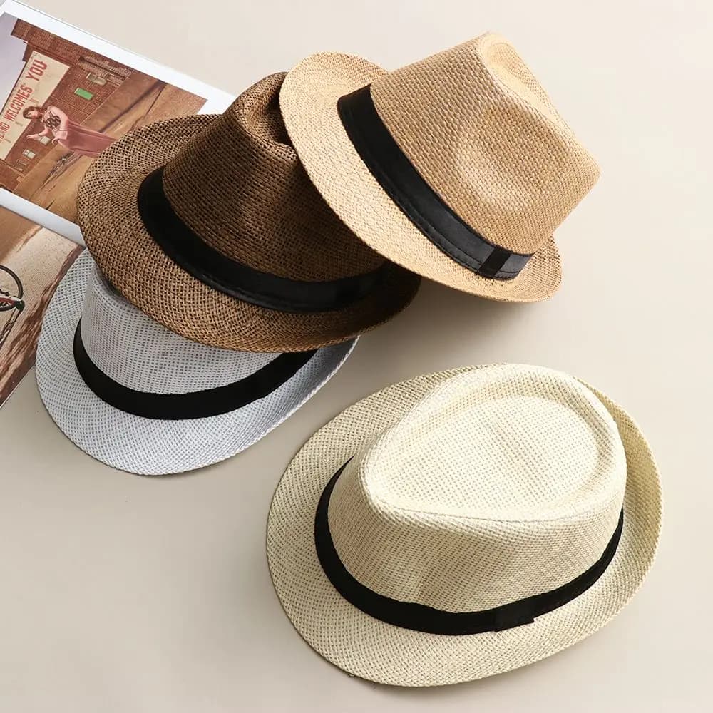 Cappello Fedora da Cowboy alla Moda con Tesa Larga, Cappello da Spiaggia Jazz, Cappello da Sole Unisex, Utile Cappello Panama in Paglia