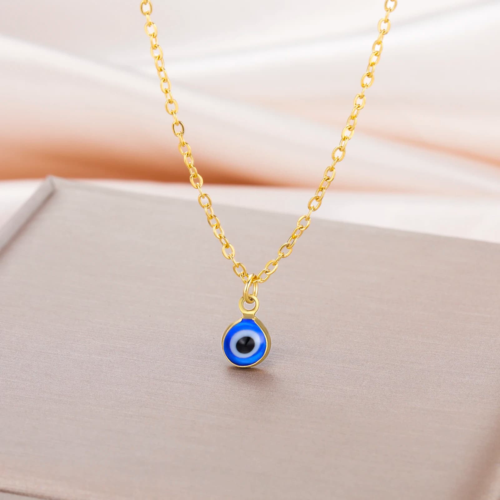 Turkish Blue Protection Amulet Turkey Evil Eye Pendant Necklace Women's Stainless Steel Necklace Jewelry Party Gifts