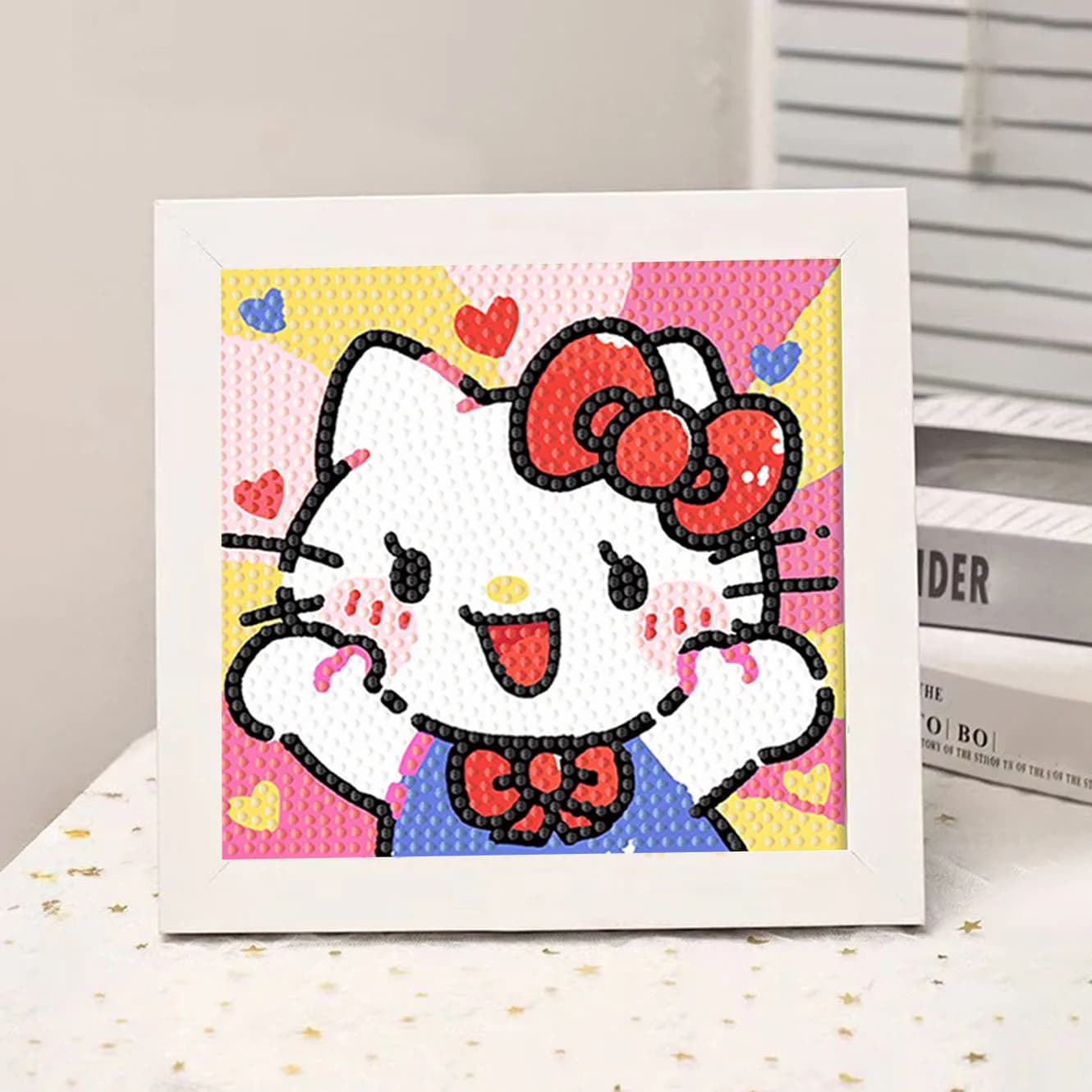 Kit di Ricamo a Punto Croce 5D Fai-da-Te con Decorazione in Cristallo di Hello Kitty di Sanrio, Regalo di Compleanno per Bambini