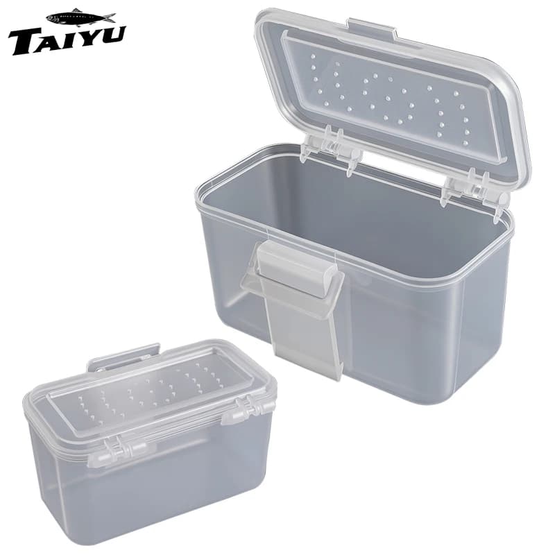 TAIYU Fishing Tackle Box Plastic Waterproof Worm Bait Holder Heat Resistant Live Bait Container 1 Compartments