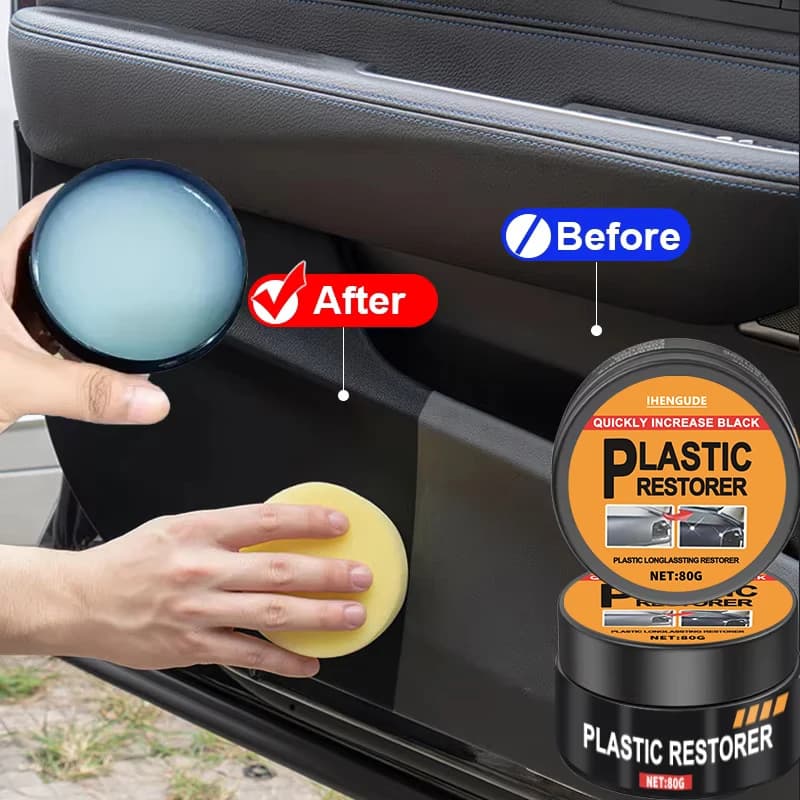 Rinnovatore per plastica auto, ripristina il nero lucido, cera per rivestimenti interni in pelle e pannelli, agente lucidante e riparatore per auto.