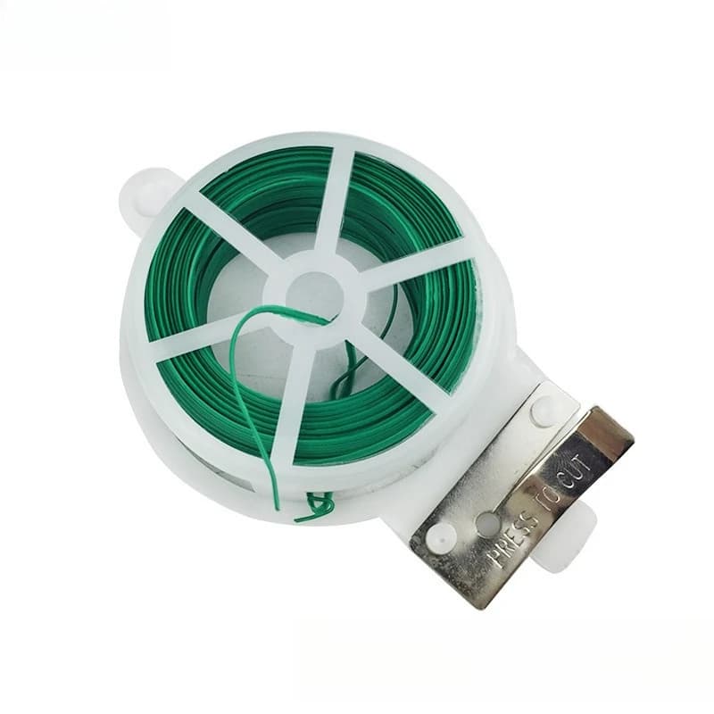 Portable 2x20m Twist Tie with Cutter, Green Plastic-Coated Wire for Garden Plant Training, Home Cable Management, DIY Crafts