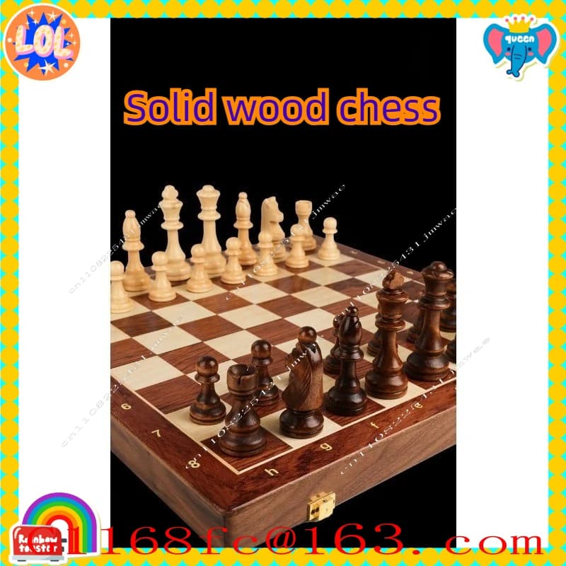Chess Solid Wood High-end Set Large Children's Wooden Folding Board Special Chess