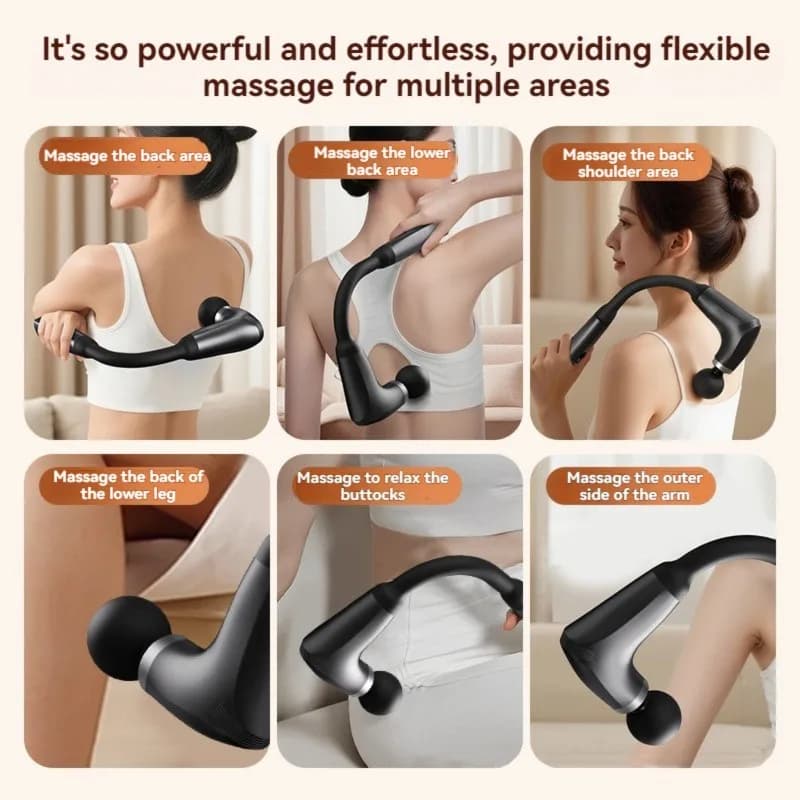 A73U High-Frequency Electric Massage Gun With LCD Screen, Black U-Shaped