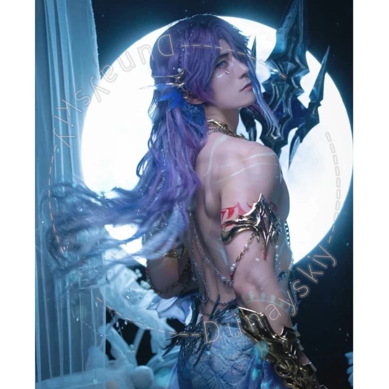 Orecchini e Copricapo Cosplay 3D in Acido Polilattico Rafayel Lemurian Sea God per Anime e Videogiochi (Love and Deepspace)