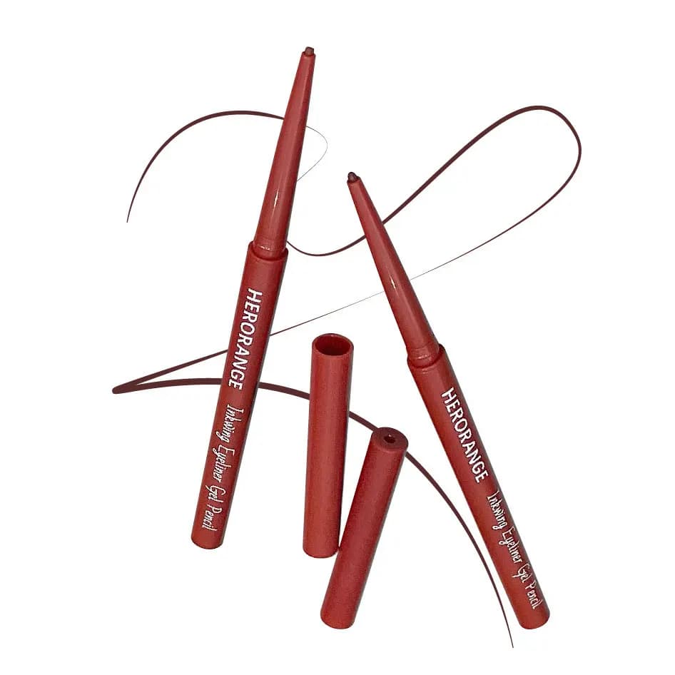 Matita Gel Eyeliner Extra Fine Arancione Nero Marrone, Facile da Applicare, Penna per il Contorno Occhi Opaca ad Asciugatura Rapida, Anti-Sbavatura, per il Trucco Occhi