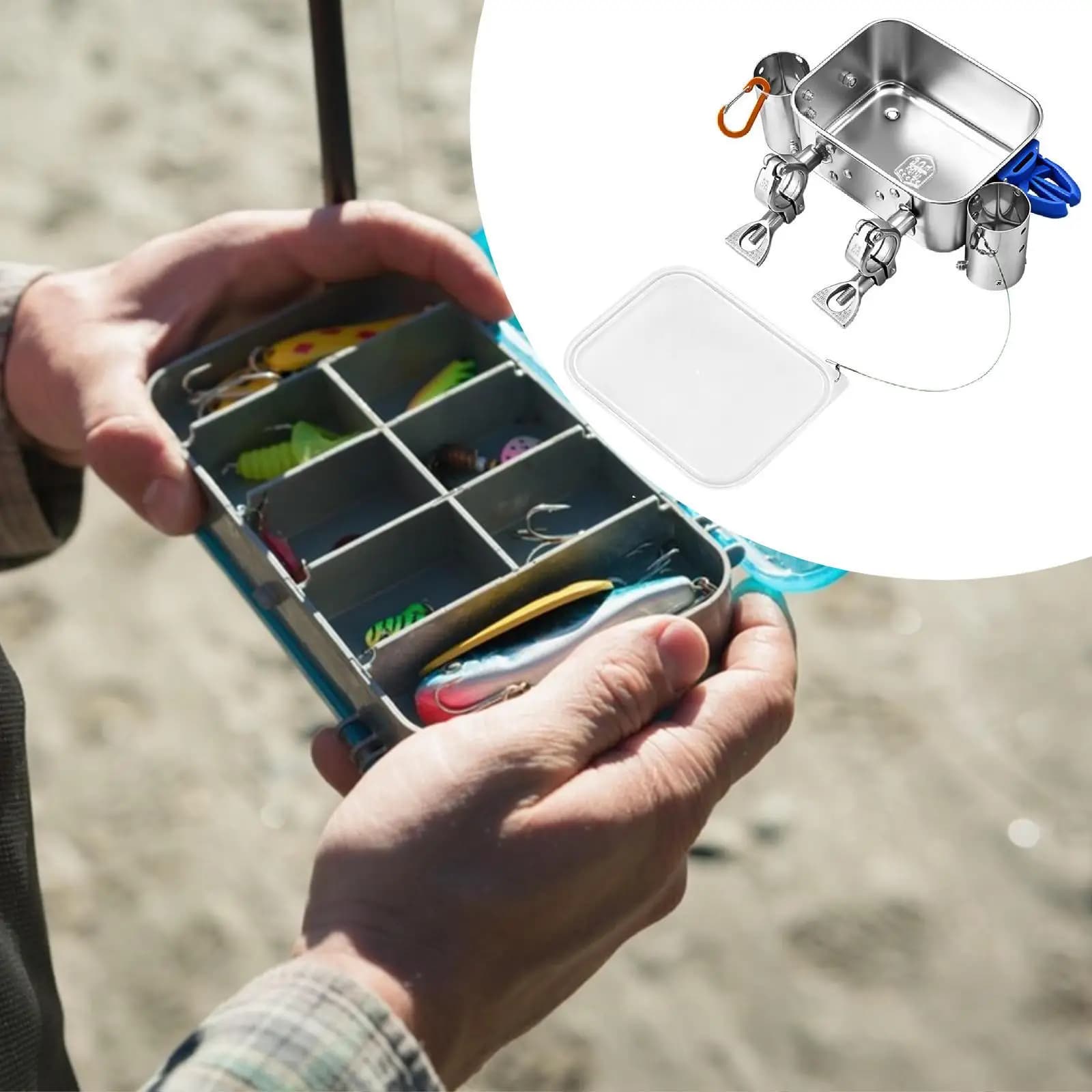 Portable Boat Fishing Box Large Capacity Waterproof Tackle Container for Sea Trolling Setup
