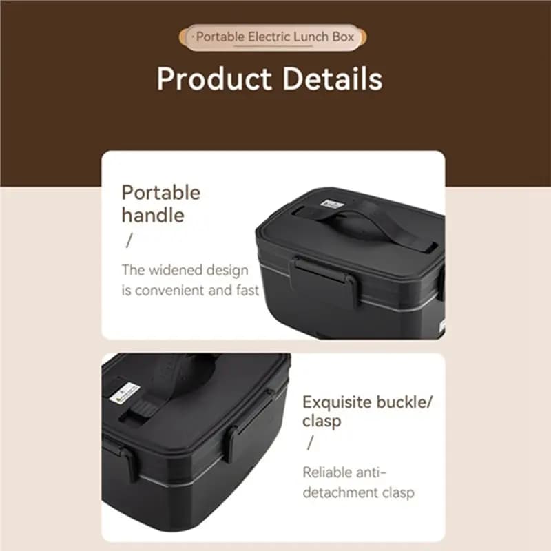 TFORU-Leak Proof 3L Scaldavivande Elettrico Portatile Senza Acqua - Contenitore Riscaldante per Pranzo per Auto, Casa, Lavoro - Spina EU