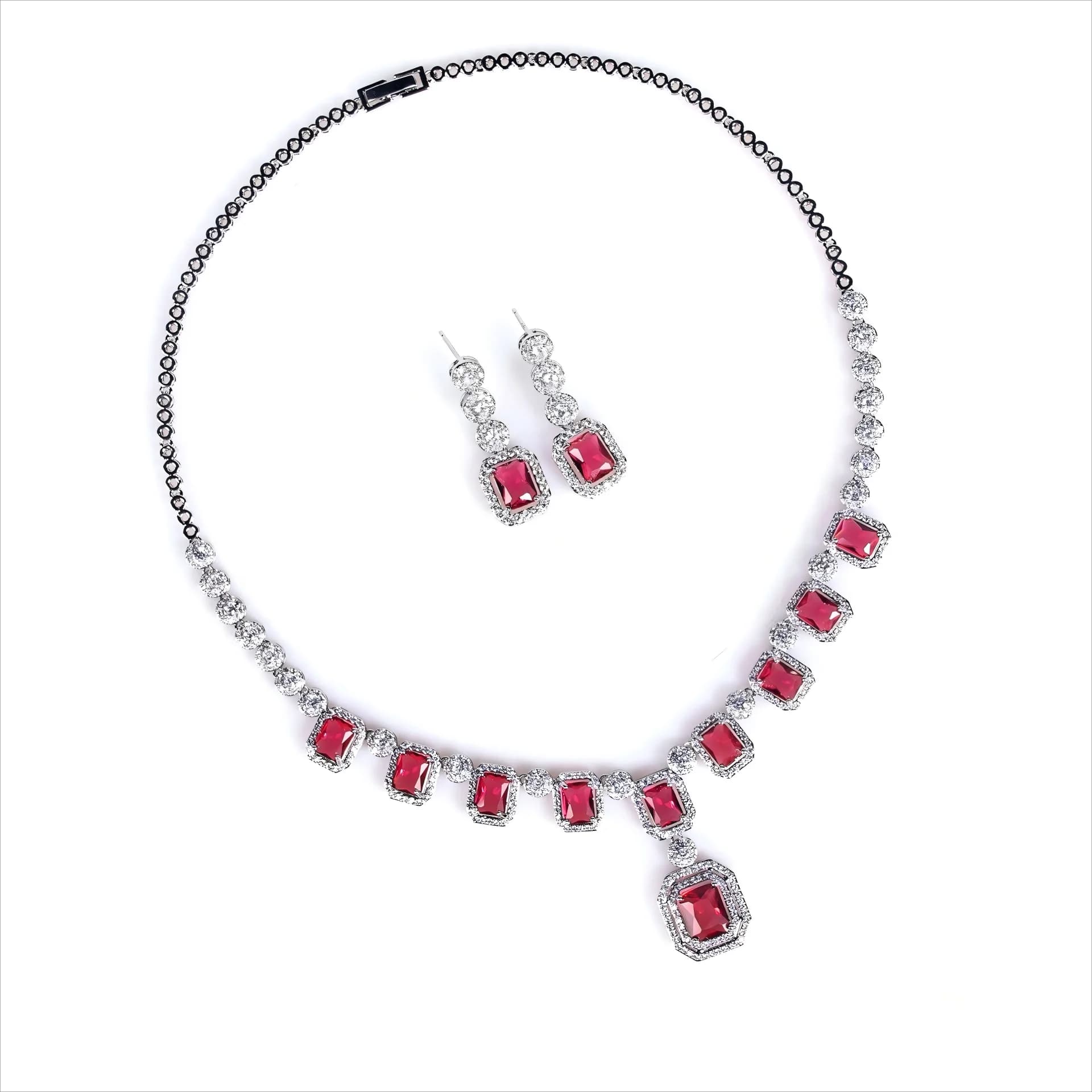 Set di gioielli da sposa Dubai con zirconi quadrati di lusso da donna, set di orecchini da collana in 2 pezzi, regalo per la festa nuziale