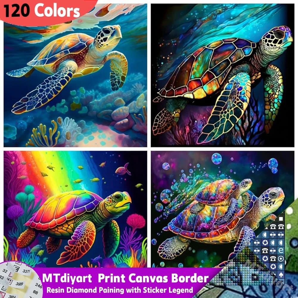 Turtle Fantasy Resin Diamond Painting Animal Full Drill Mosaic New Collection Set Art Wall Decor 120 Colors Sticker Legend Gift