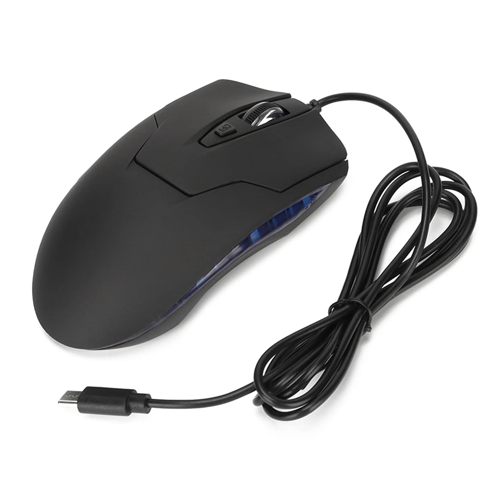 Mouse Cablato con Retroilluminazione Blu, Tipo C, Ergonomico, Tasti Multimediali, DPI Regolabile, per Gaming, Ufficio e Studio