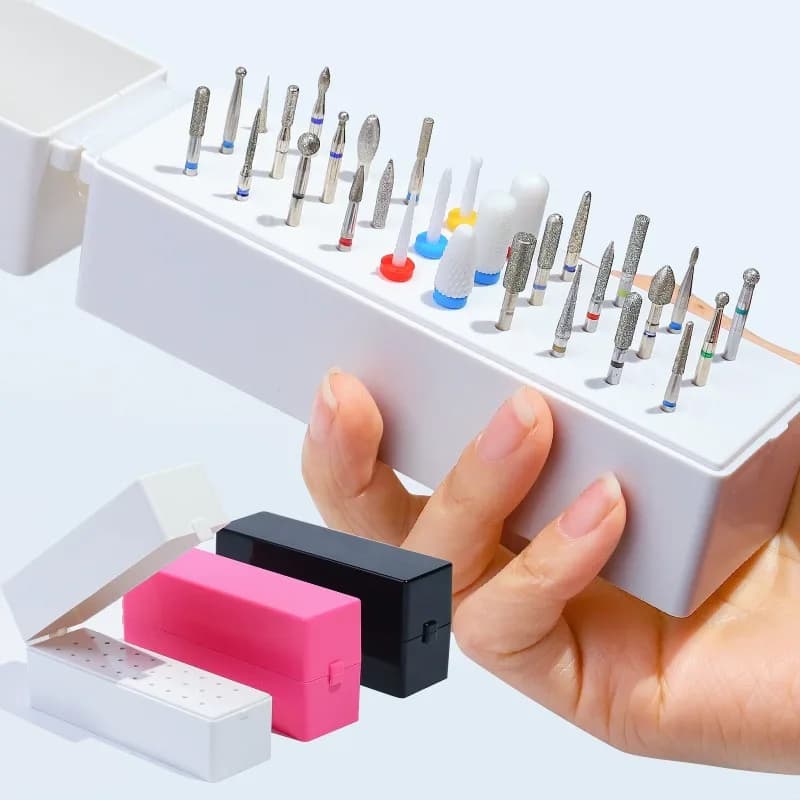1PC 30 Holes Nail Art Drill Grinding Head Bit Holder Display Storage Box Nail Drill Bits Container Stand Rack