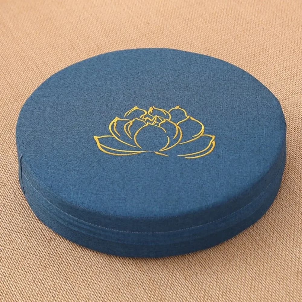 New Lotus Embroidered Yoga Meditation Cushion Washable Removable Cover Backrest Pillow Thickening Fill Round Linen Futon Cushion