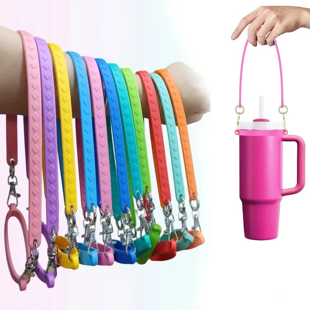 Cinghia per maniglia per bottiglia d'acqua Cinghia per supporto per imbracatura per bottiglia d'acqua in silicone universale adatta alla maggior parte degli accessori per tazze di bottiglie da 8-40 once