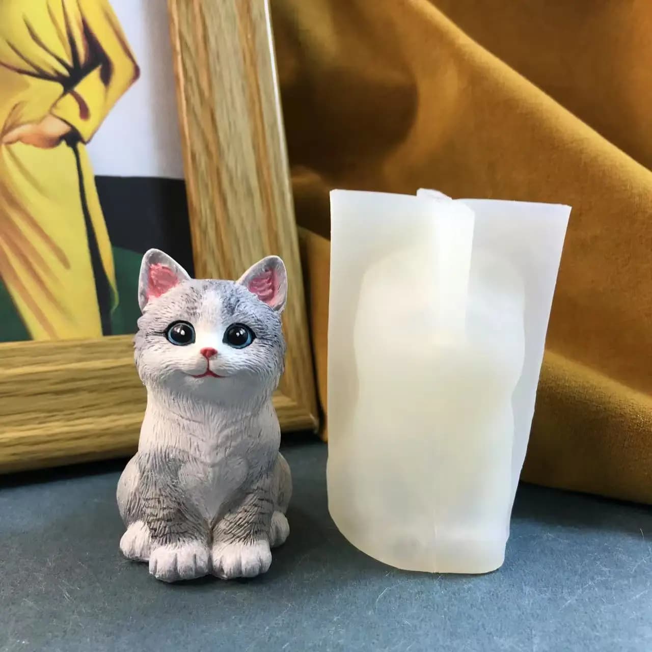 Stampo in silicone per deodorante per gatti, decorazione per auto in resina carina, ornamento per cruscotto epossidico fai da te, stampi in resina epossidica per gatti gattini